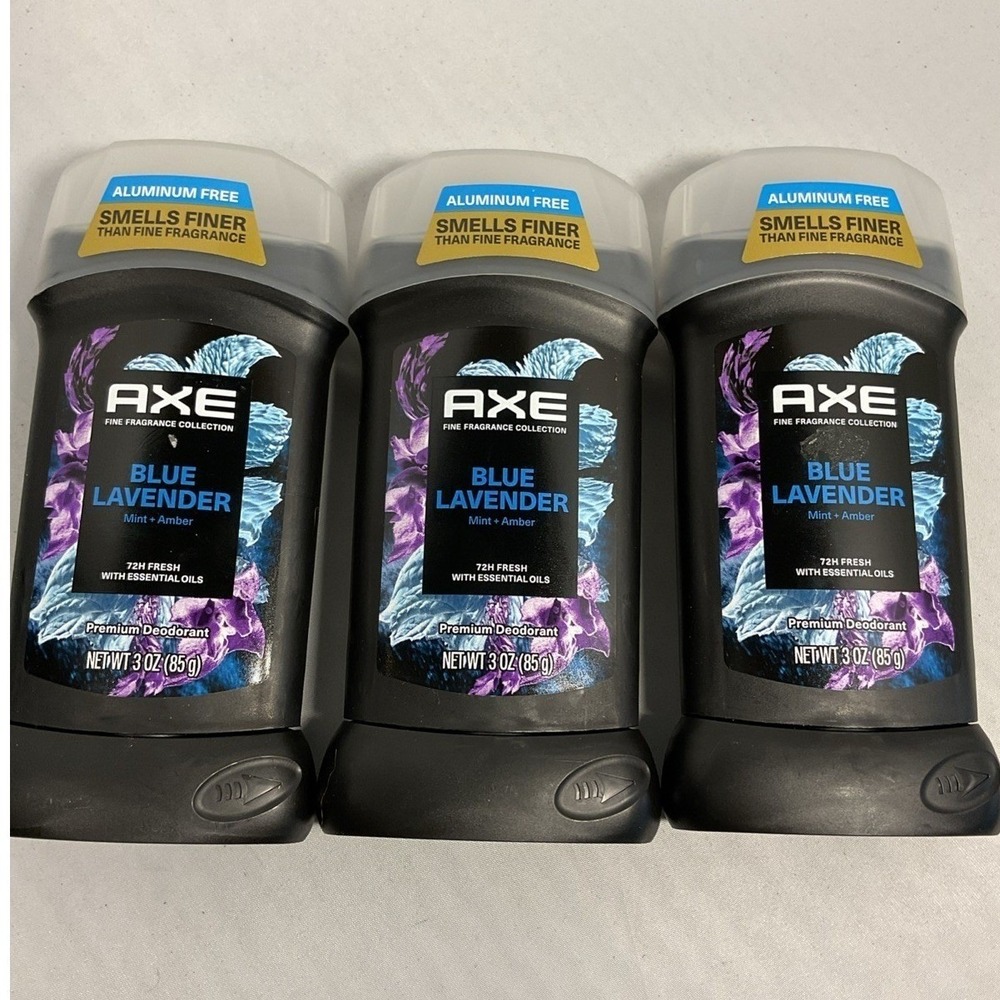 Axe Men's Deodorant, Blue Lavender, 3 Oz, Aluminum-Free, Pack of 3